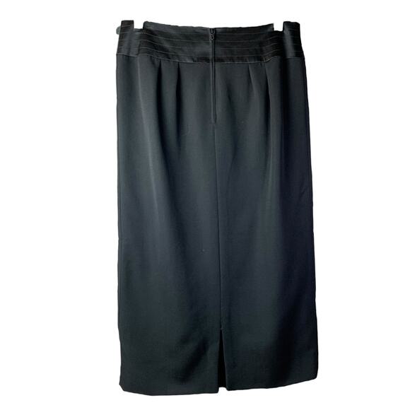 Celine Paris Pencil Skirt Womens Sz 40 Black Wool Satin Bow Back Zip Knee Length - Picture 3 of 9